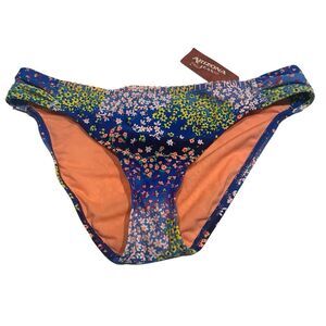 Arizona Jean Co. Bikini Bottoms Blue W/ Flowers Juniors Size Large